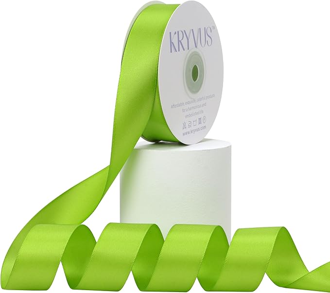 Apple Green Satin Ribbon, Double Faced 1 Inch X 25 Yards Apple Green Ribbon, Premium Satin Ribbon for Gift Wrapping, Crafts, Hair Bow Making, Sewing, Flower Bouquet, Wedding Party Decor