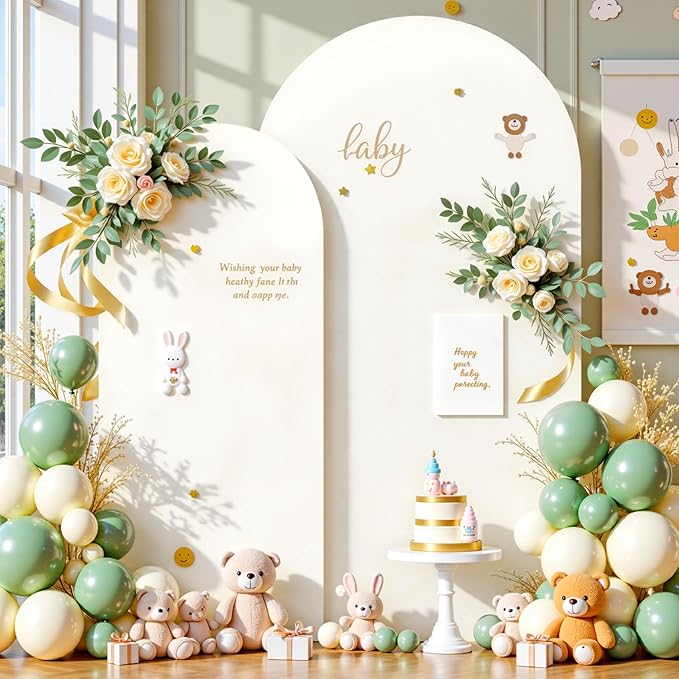 Ivory Arch Backdrop Covers - 7.2FT, 6FT Spandex Fitted Wedding Arch Stand Covers Round Top Chiara Arch Backdrop Cover for Wedding Birthday Party Decoration