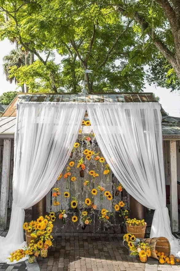 Laelfe Artificial Sunflower Flowers Long Stem Silk Fake Large Sunflowers Decoration for Outdoor Home Wedding Baby Shower Birthday Party Single Bulk Yellow Decor 6PCS (Dark Center)