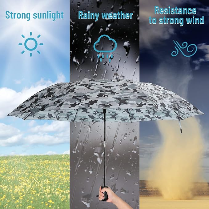 Umbrella Windproof Travel Umbrellas for Rain - Easy Auto Open Close, Durable & Compact Umbrella, Strong Metal Frame, Windproof and Waterproof Umbrella for Travel