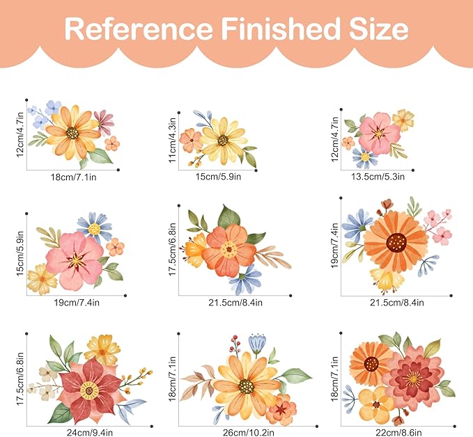 Tanlaby Boho Daisy Flowers Wall Stickers Watercolor Floral Wall Decals Peel and Stick Bohemian Wildflowers Art Decor for Girls Bedroom Living Room Wardrobe