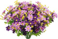 Uieke 6PCS Artificial Flowers for Outdoors UV Resistant, Fake Daisy Mums Flowers No Fade Greenery Shrubs Faux Purple Flowers for Outside Home Wedding Garden Spring Summer Décor