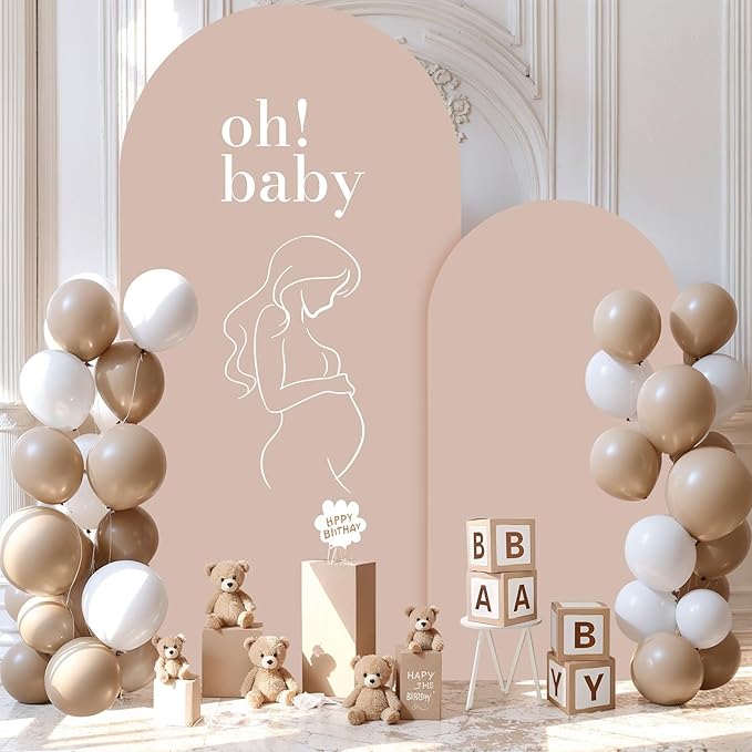Nude Arch Backdrop Covers - 7.2FT, 6FT Spandex Fitted Wedding Arch Stand Covers Round Top Chiara Stretchy Arch Backdrop Cover for Wedding Birthday Party Decoration