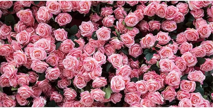 7x5ft Flower Backdrop Pink Rose Floral Wall Photography Background Birthday Baby Shower Wedding Party Banner Decorations Supplies Photo Booth Props