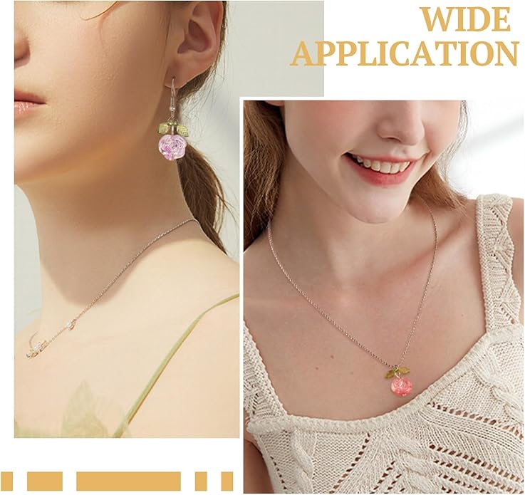 Beadthoven 28pcs Crystal Glass Rose Flower Charms 14 Colors Glass Flower Pendants Mini Rose Dangle Charms Jewelry Making Findings for DIY Earrings Bracelets Necklaces Women