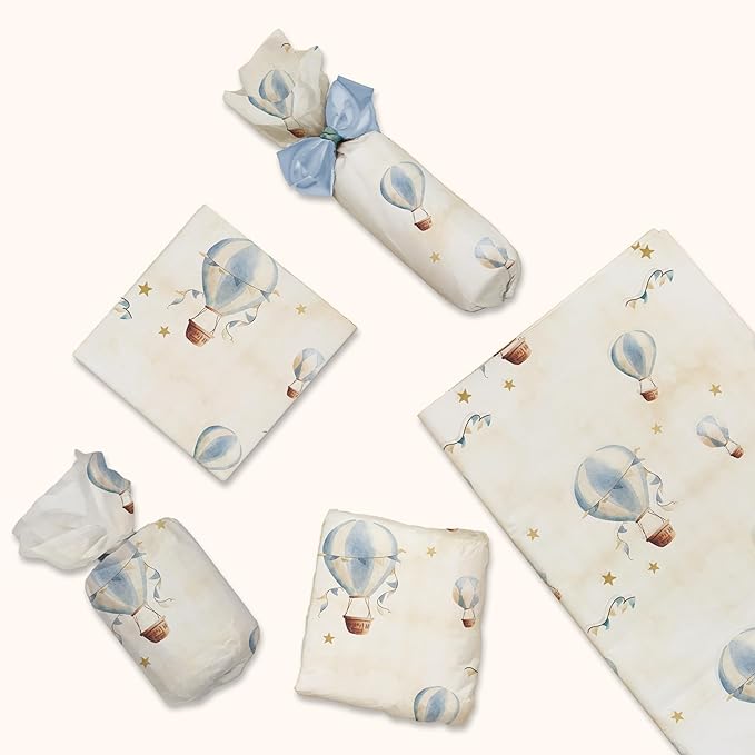 Pro Supply Global Hot Air Balloons Printed Tissue Paper for Gift Bags or Boxes and Wrapping - Baby Shower Bulk Decorative Art Tissue Paper for Packaging and Gifting | 24 Sheets 20" x 30"
