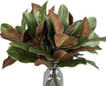 4 Artificial Magnolia Leaf Stems, Real Touch Fake Green Branches for Flower Arrangement, Centerpiece for Indoor and Outdoor Home Dining Tables, Wedding and Party Decorations(Green)