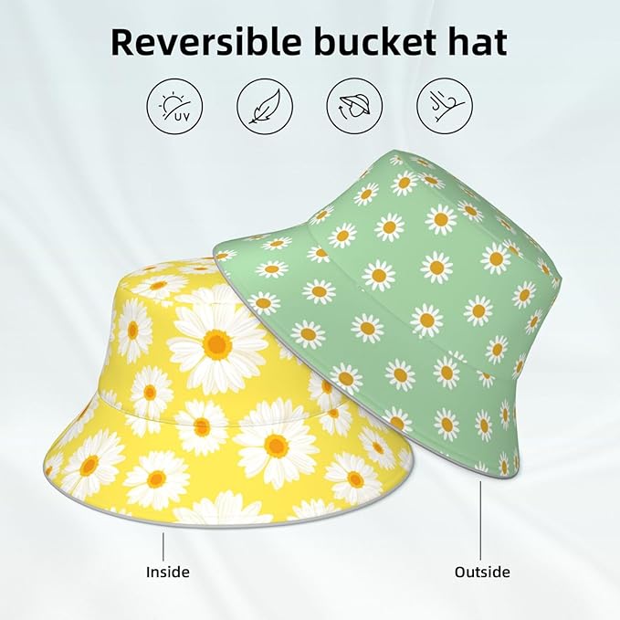Bucket Hat Double-Side-Wear Reversible Sun Hat Beach Travel Hiking for Women Men