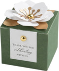FEIYI 20 PCS Candy Boxes, 3 In 1 Olive Green Favor Boxes with Floral Decor, White Thank You Tags Gift wrapping for Wedding Birthday Baby Shower Decorations Party -2.55x2.55x2.55''