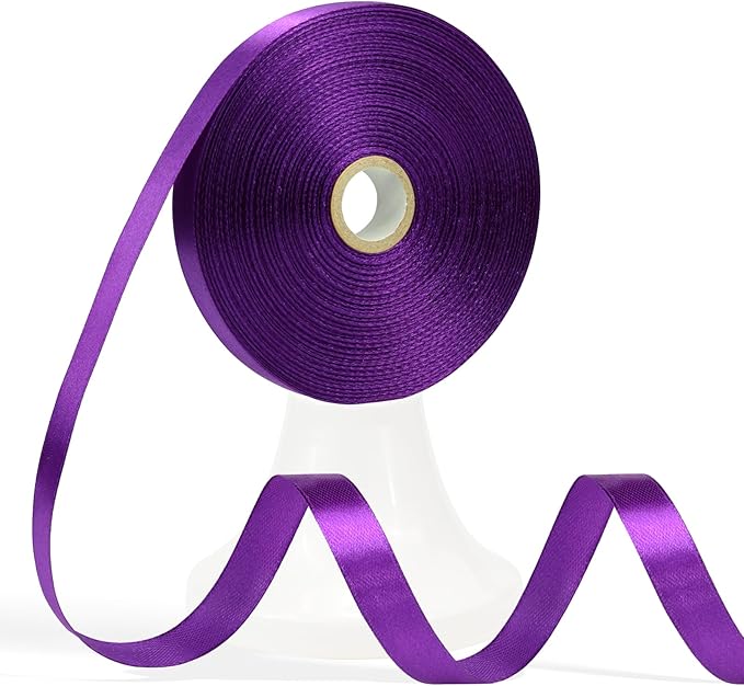 60 Yards Purple Ribbon 1/2 Inch, Solid Dark Purple Satin Ribbon for Gift Wrapping, Crafts, Flower Bouquet, Wedding, Baby Shower, Festival, Christmas, Halloween