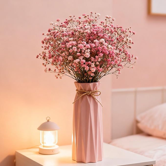 Ceramic Pink Vase Flower Vase for Home Decor Modern Style 9.5 inch Tall Vase for Table Shelf Home Decor Vase for Fireplace Bedroom Kitchen Living Room Wedding Office Desk Birthday Gifts
