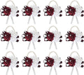 MECCANIXITY 12Pcs Wrist Corsage Artificial Flower Bracelets Rose Wrist Bride Groom Decorative for Wedding Ceremony Prom Party Anniversary Wine Red