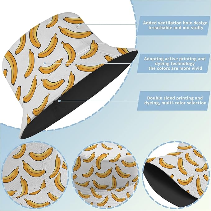 Bucket Hat for Women Men Unisex Sun Cap Packable Outdoor Fisherman Hat Headwear,Reversible Double-Side-Wear