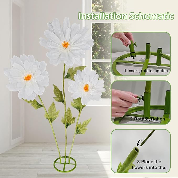 Giant Artificial Daisy Flowers for Decoration - Big Artificial Fake Daisy Large Crepe Paper Flowers for Home Decor Garden Hotel Office Photography Props Wedding Art Gallery Shop Window Display(White)