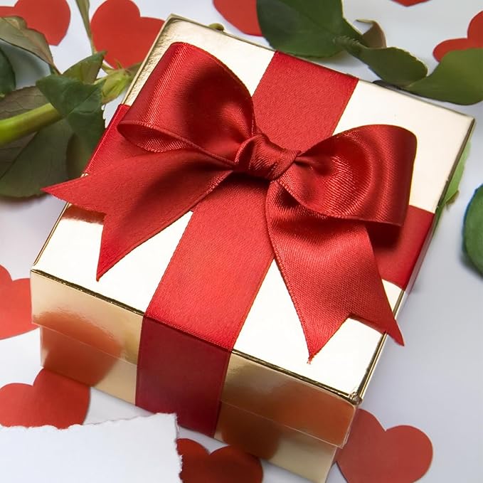 KINGLAKE Red Satin Ribbon 1 1/2 inch x 50 Yards - Polyester Silk Hair Ribbons, Fabric Red Ribbon for Gift Wrapping, Crafts Bows, Floral Bouquets, Wedding Christmas Valentines Day