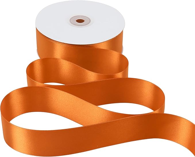 MEEDEE Orange Satin Ribbon - 1.5 inch Double Faced Satin Ribbon, 50 Yards - Perfect for Christmas, Thanksgiving, Halloween, Wreaths, Bows, Crafts, Weddings, Flower Bouquets
