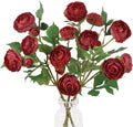 3PCS 18 Heads Silk Burgundy Ranunculus Artificial Flowers Faux Peonies Flowers Look Real Ranunculus Stems for Centerpieces Arrangements Wedding Party Home Decoration(Burgundy)