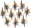Ling's Moment Boutonniere for Men, 10pcs Groomsmen Guest Boutonniere, Artificial Flowers for Wedding Décor/Prom/Homecoming,etc.Dark Teal Orange