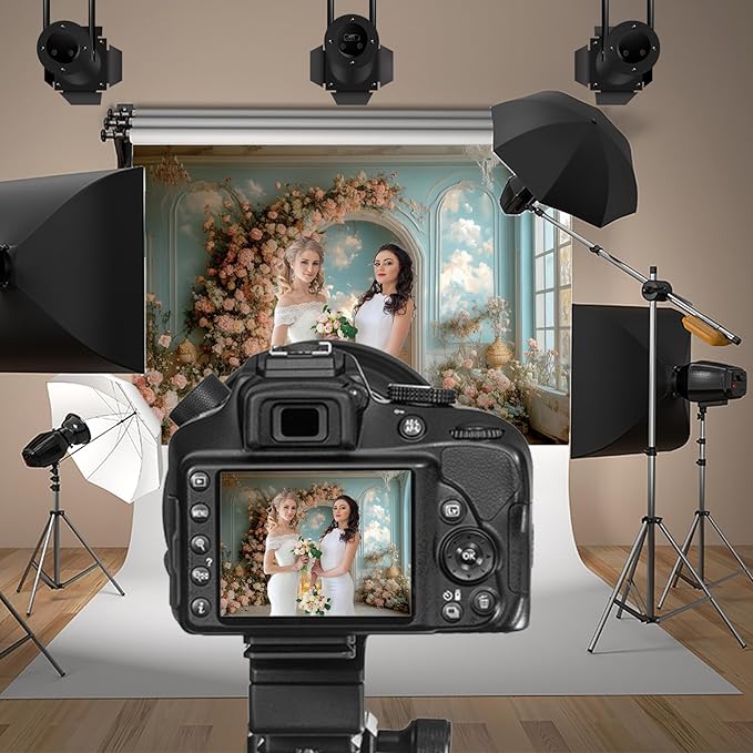 Baocicco 10x8ft Floral Wall Photography Background Romantic Style Arch Door Oil Painting Flowers Photo Background for Women Wedding Party Banner Supplies Girls Birthday Decorations Photoshoot Studio