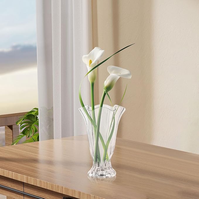 Fenteer Clear Glass Vase for Centerpieces,Decorative Ornaments Transparent Flower Bouquets Vase for Housewarming Gift Home Decoration