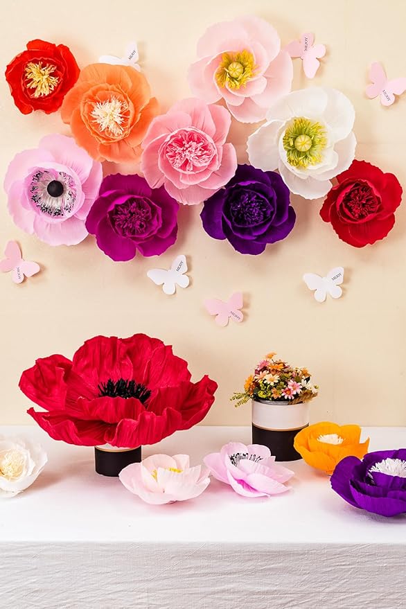 Paper Flowers Decorations for Wall - Flower Wall Decorations - Large Flowers Decorations for Wedding Wall Room Decoration Bridal Shower Baby Shower (6, Pink)