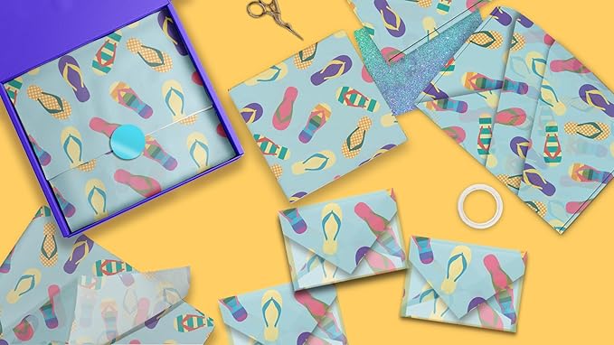 Pro Supply Global Sandals Printed Tissue Paper for Gift Bags or Boxes and Wrapping - Bulk Decorative Art Tissue Paper for Packaging and Gifting | 24 Sheets 20" x 30"