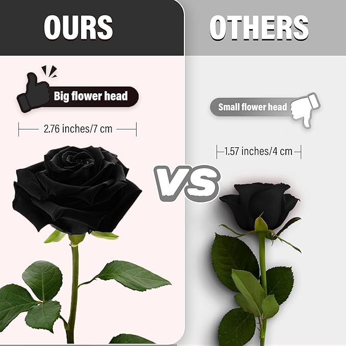 20PCS Artificial Roses with Long Stems - Realistic Silk Flowers, Fake Roses Real Touch Bouquet of Roses for Home Decor, Bridal Wedding Party Table Centerpieces, Bulk Faux Rose Flowers (Black)
