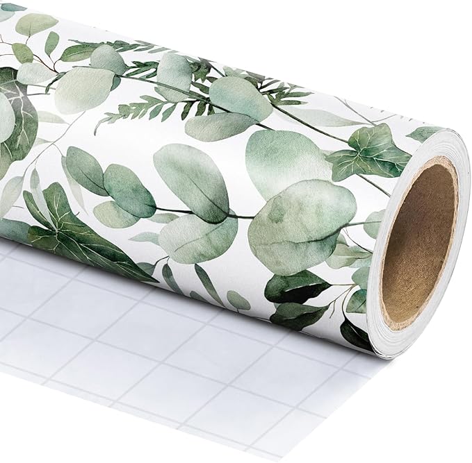 WRAPAHOLIC Eucalyptus Leaves Wrapping Paper Roll - Mini Roll - 17 Inch x 33 Feet - Greenery Wrapping Paper Perfect for Birthday, Wedding, Bridal Shower