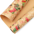Ribbli Christmas Wrapping Paper Christmas Socks Candy Canes Kraft Wrapping Paper Rolls, Mini Roll-17 Inch x 33 Feet Per roll