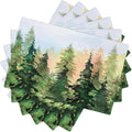Green Forest Placemats Set of 6,Watercolor Tree Spring and Summer Kitchen Living Room Table Decor Dinner Mat 12x18 Inch 6 PCS, Style-8