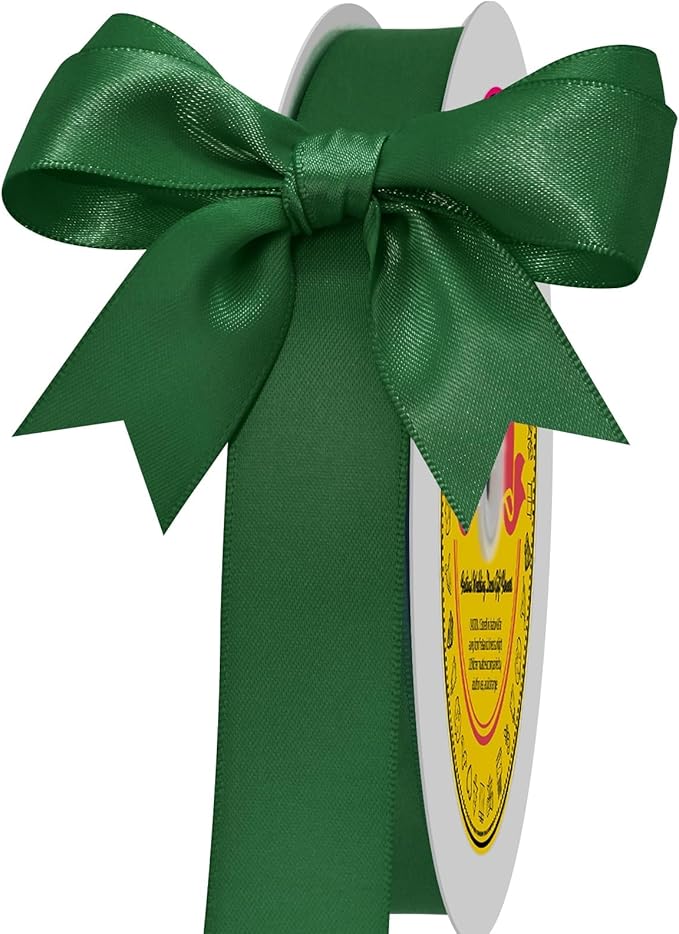 Forest Green Satin Ribbon 7/8 inch X 100 Yards Polyester Ribbon for Gift Wrapping Very Suitable for Weddings Party Hair Bow Invitation Decorations and More