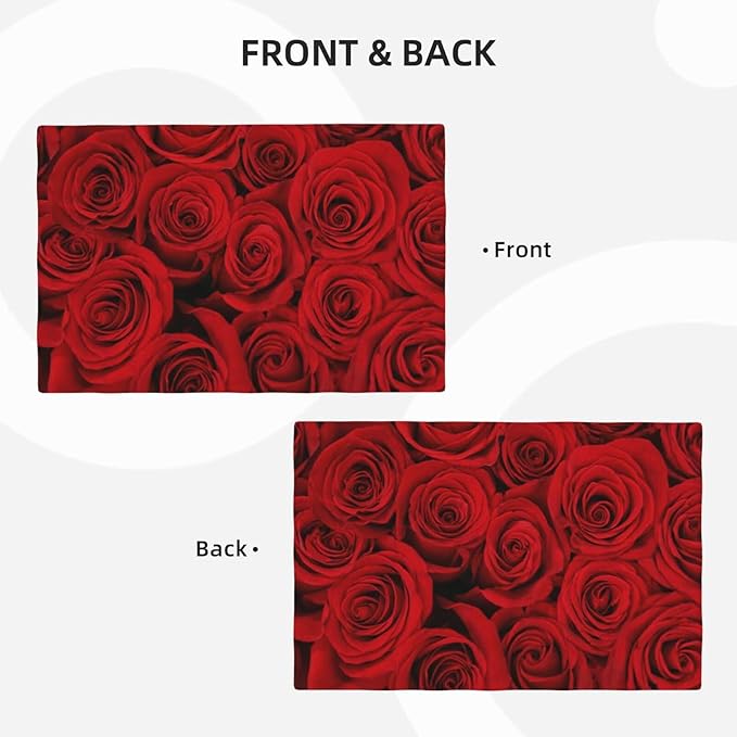 Red Rose Linen Table Placemats Set of 4 Beautiful Red Rose Placemats Home Party Kitchen Indoor Holiday Rustic Washable Heat Resistant Table Mats 12 x 18 Inch