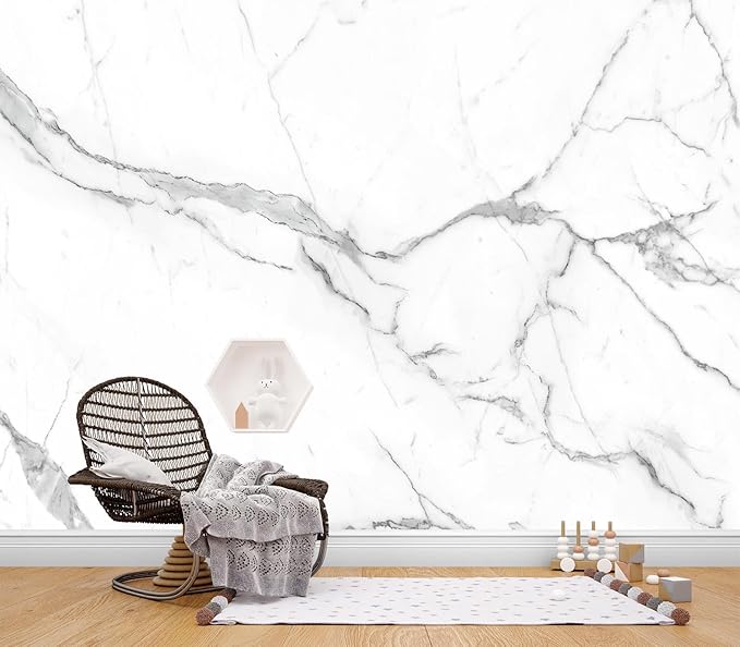 Cliouar-White Statue Marble Texture Background Mural Wallpaper Peel and Stick 160" x 114"