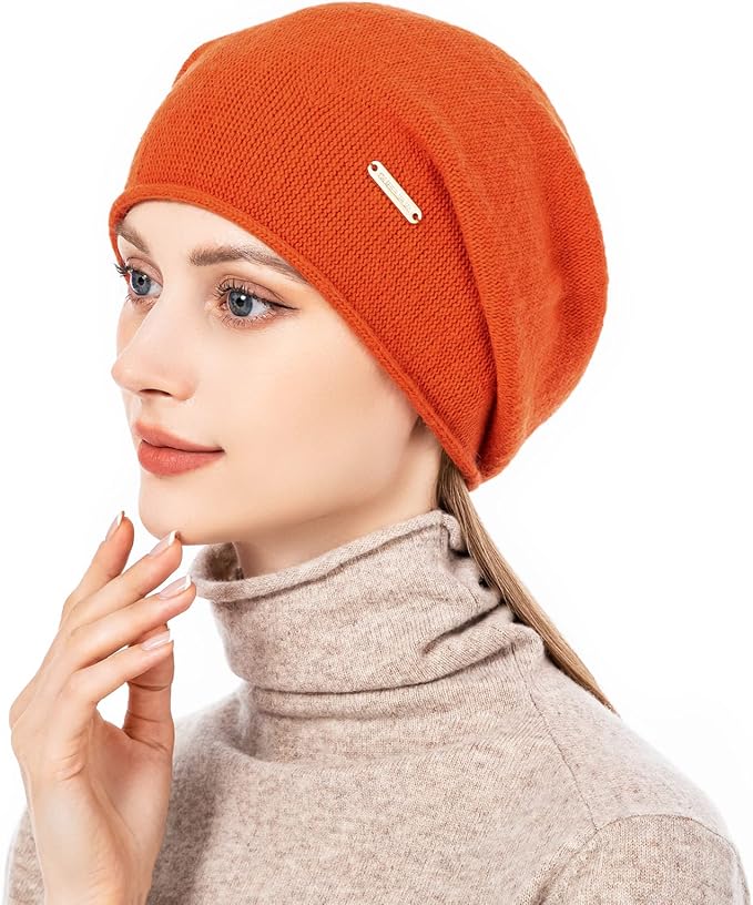 QUEENFUR Knit Slouchy Beanie Hats for Women Cashmere Ski Cap Knitted Wool Soft Warm Winter Hat