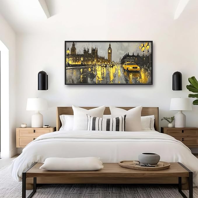 London City Large Wall Art Framed Wall Decor for Living Room, Big Ben Pictures Oversized Canvas Print Painting Modern Extra Large Framed Artwork for Bedroom Office Home Decor 60"x30"