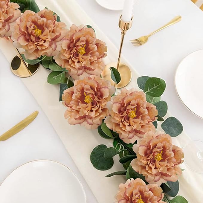 20pcs 5" Artificial Flower Peonies, Silk Peonies with 6" Stems, Flowers Suitable for Wedding Bouquets, Home Party Decoration (Caramel Colour)