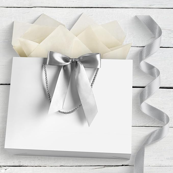 JMANNI Gift Bag, 1PCS Gift Bags Large with Ribbon and 1 Greeting Cards 2 Tissue Paper, Portable Paper Gift Bag with Handles, Birthday Gift Bags,Present Bags for Wedding Party Mothers Day