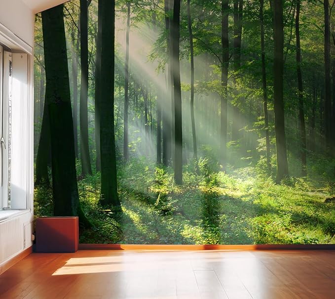 Forest Wall Murals Peel and Stick Forest murals Removable Waterproof Large Wallpaper for Living Room Bedroom(Color-4, 118×82 inch)