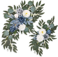 Blue White Wedding Arch Flowers, Faux Flower Swag Set of 2, Blue White Floral Swag for Wedding Arch Welcome Signs, Reception Ceremony Signs Decor