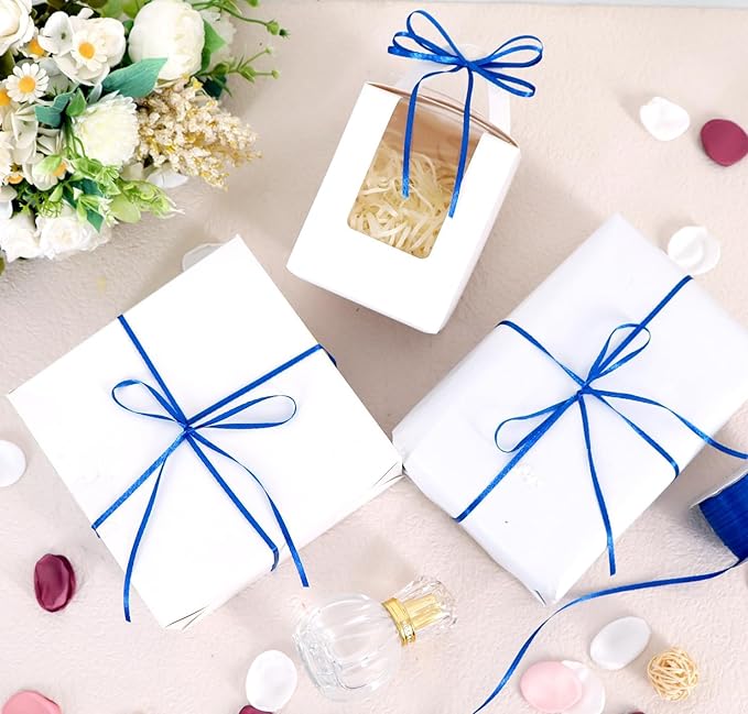 1/8 Inch x 200 Yards Royal Blue Thin Solid Satin Ribbon Spool Double Face Woven Polyester Fabric Ribbons for Crafts Hanging Tags Invitation Card Balloons Bouquet Hair Gift Wrapping Party Decoration