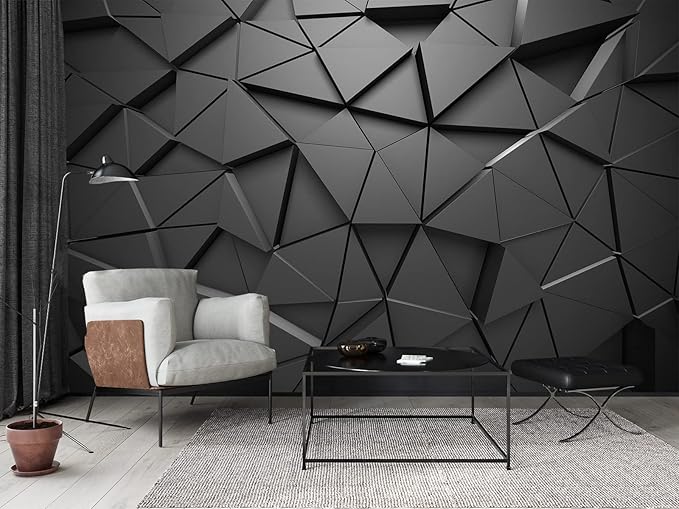 Cliouar-Black Geometric Figures 3D Wallpaper Mural 182" x 122"(Not Self-Adhesive)