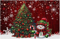 Xmas Christmas Tree Snowman Red Placemats Set of 4 PVC Vinyl Non Slip Table Mats Heat Resistant Place Mats Washable Wipeable Dining Table Mat for Kitchen Decor Party Indoor Outdoor Decorative Gift