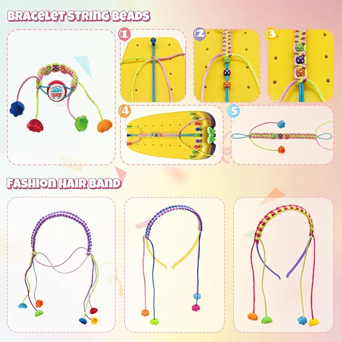 Bracelet Making Kit for Girls 6-12, Friendship Bracelet Beads Elastic String DIY Arts & Crafts Bulk Toy Set, Jewelry Maker Tool, Popular Christmas Birthday Gifts for Kids Ages 7 8 9 10 11 (169PCS)
