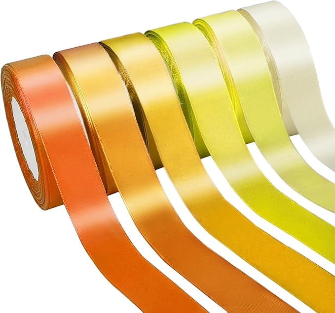 150 Yards Orange Satin Ribbon 1-1/2 Inch 6 Rolls Assortment Ribbons for Crafts Gift Wrapping Flower Bouquet Wedding Invitations Birthday Party Festival Decoration Hair Bows