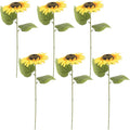 LOGOFUN 6PCS Realistic Sunflowers Artificial Flowers with Stems for Home Garden Decor Wedding Festival Party Arrangement