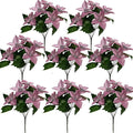 8 Pack 5 Heads Christmas Artificial Poinsettia Flowers Faux Poinsettia Bush Bouquets Silk Poinsettia Christmas Tree Ornaments Poinsettia Flower Arrangement for Home Decor