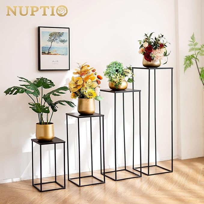 Nuptio Black Vases - 2 Pcs, 23.6 Inch Tall, For Wedding & Home Centerpieces