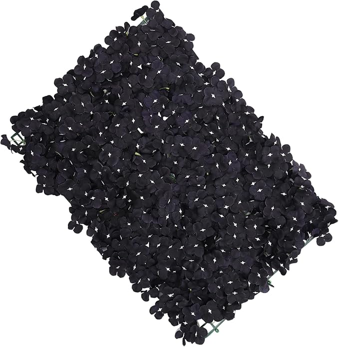 Flower Wall Panel Set,Black Artificial Wall Flower Backdrop,12 Pcs 23.62" X 15.75" 3D Silk Hydrangea Rose Floral Panel,Faux Roses Artificial Flower Backdrop for Wall Decor (12PCS-Black2)