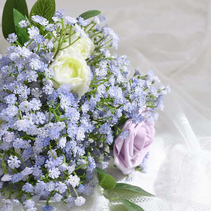 Yastouay Babys Breath Artificial Flowers, 6Pcs Fake Babys Breath Flowers Artificial Bulk, Real Touch Faux Babies Breath Gypsophila Bouquet for Wedding Centerpiece Floral Arrangement Party Decor