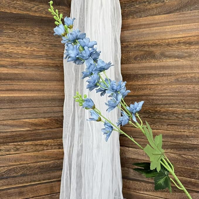 8 pcs Dusty Blue Delphinium Artificial Flowers, 34.25''Artificial Snapdragon Flowers Tall Fake Flowers Silk Flowers Faux Delphinium Bulk for Tall Vase Home Wedding Garden Table Decor (Dusty Blue)
